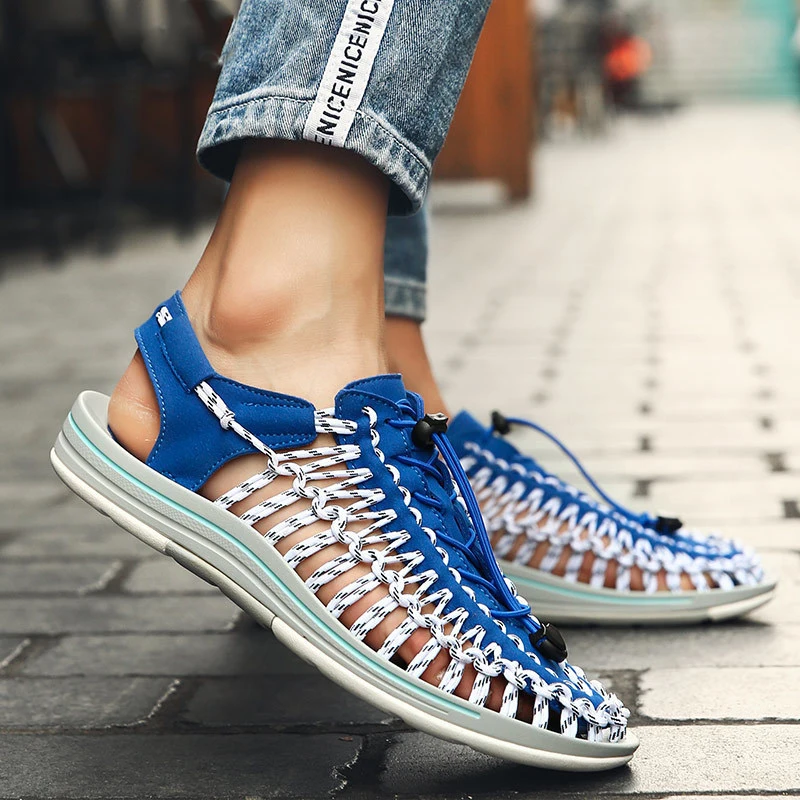 

Size 38-46 Men Shoes High Quality Handmade Male Sandals Summer Soft Non-Slip Gladiator Hiking Beach Platform Sandals