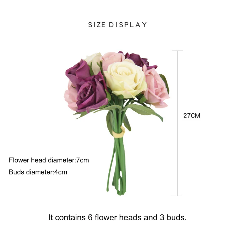 Букет из розовых шелковых цветов 9 свадебное украшение для невесты цветы на День