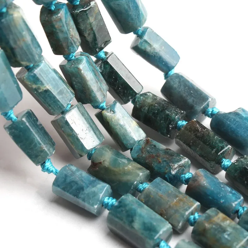 

7x11mm Natural Faceted Blue Apatites Stone Beads Cylinder Loose Spacer Beads for DIY Bracelet Accessories Jewellery Making 15''