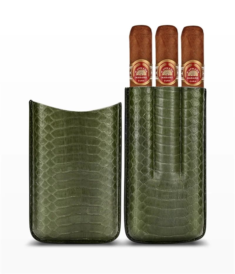 

LUBINSKI Genuine Leather 2 Cigar Travel Carrying Case Smoking Pipe Humidor Luxury Box Bag Fit for COHIBA Cigars CE-002