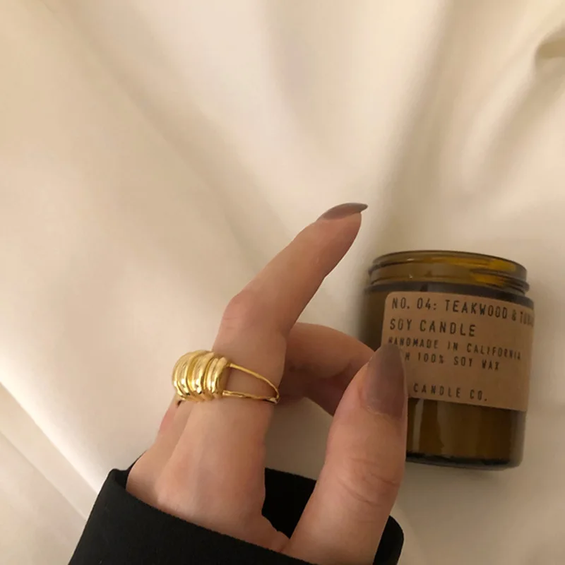 Винтажные минималистский круассан волос ошибка прилив Bump Открытый 14k золотые