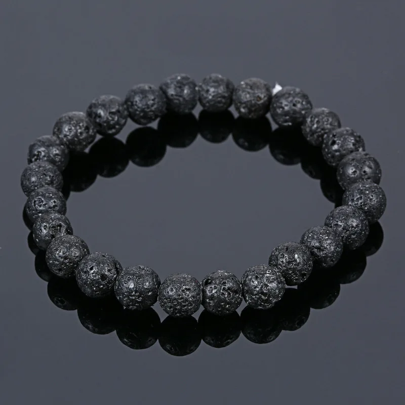 

Wholesale10pc Men's Women Lava Stone Rock Beaded Stretch Yoga Mala Bracelet 10mm