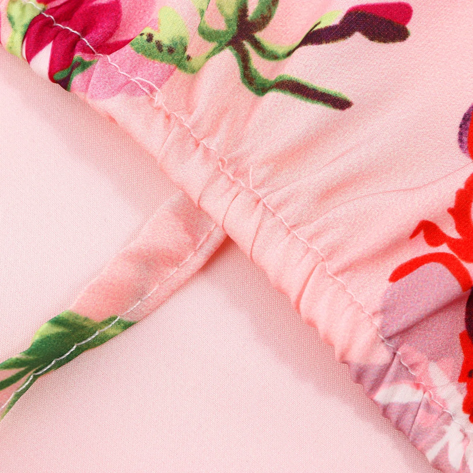 

Erotic Lingerie Pajamas Set Strapless Sling Bowknot Satin Silk V Neck Flower Print Shorts Lingerie for Women Bielizna Damska