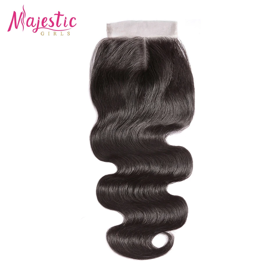 

Majestic Girls OneCut Hair Body Wave 4x4 Lace Closure Brazilian Remy Hair Natural Color Body Wave Lace Closure 100% Human Hair