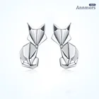 Annmorsскладные повседневные серьги-гвоздики в виде лисы, посеребренные животные, модные, для вечеринки, юбилея, подлинные женские серьги, рождественские украшения