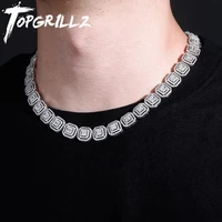 topgrillz new 13mm personality iced out baguette necklace miami cuban chain micro pave cubic zirconia hip hop jewelry for gift