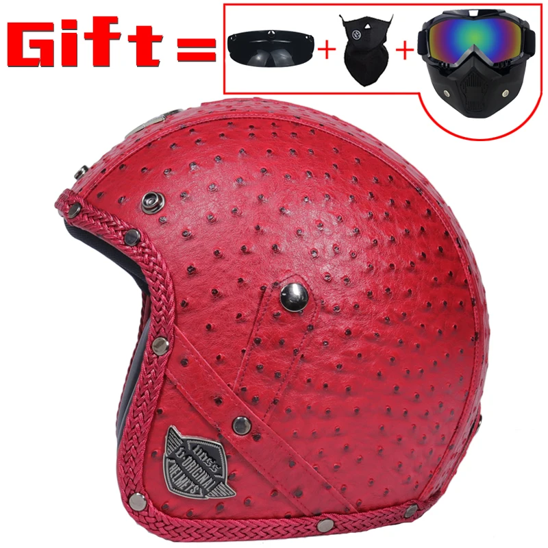Ретро Винтаж мотоциклетный шлем Chopper скутер синтетическая кожа 3/4 с открытым
