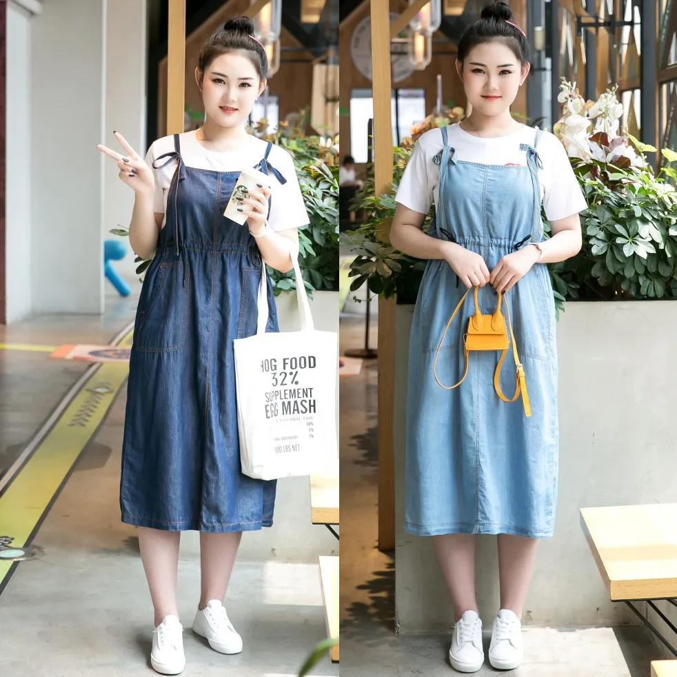 Платье женское джинсовое на тонких бретелях модный Свободный комбинезон из