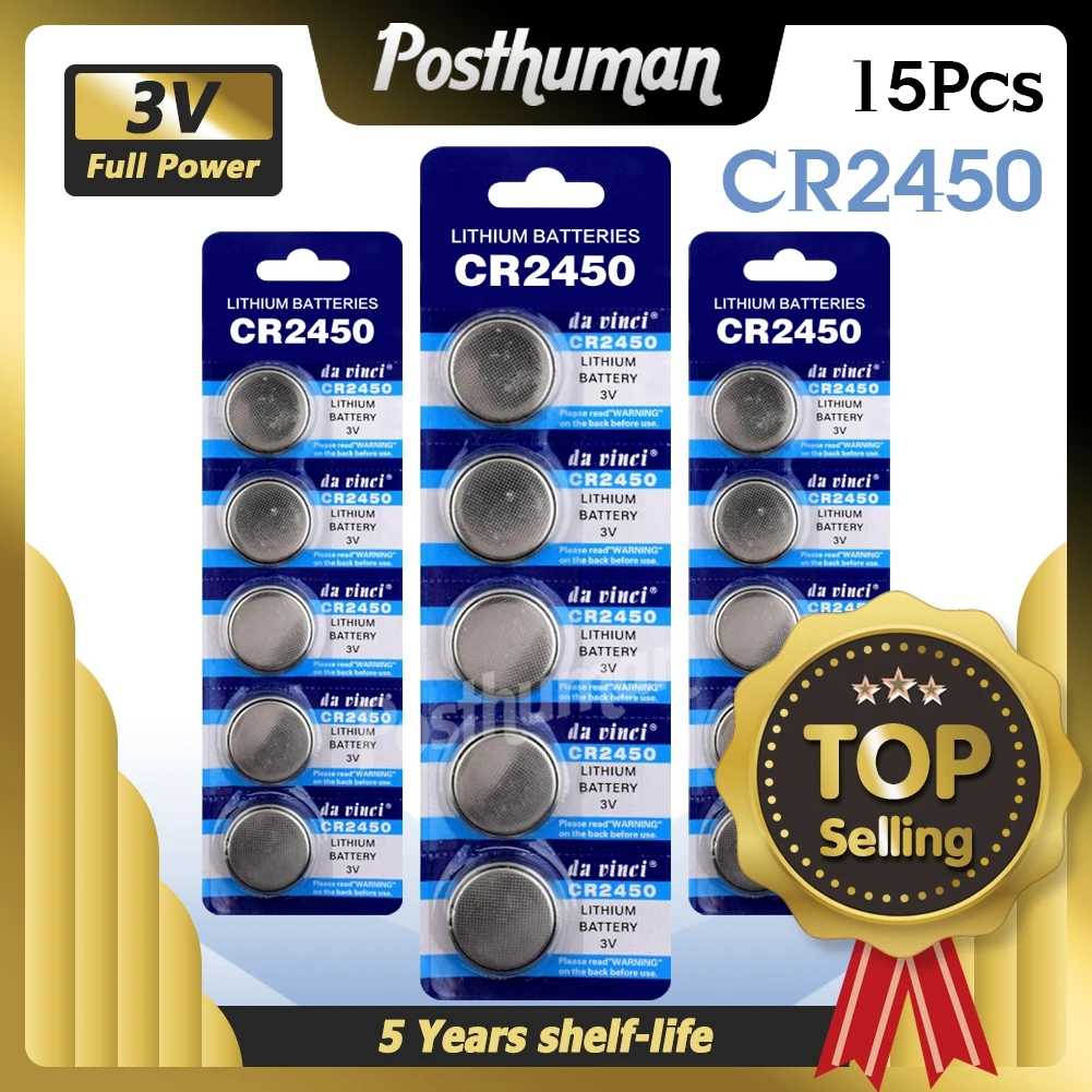 

15 шт. CR2450 Кнопочная батарея 3 в литиевые батареи CR 2450 LM2450 5029LC для часов пульт дистанционного управления игрушек компьютера калькулятора