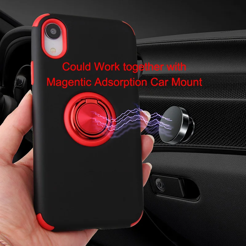 2019 Case for iPhone X XR Funda Xs Max New Arrival Original Soft TPU PC Back Full Cover Metal Ring Bracket Holder ShockProof Hot |