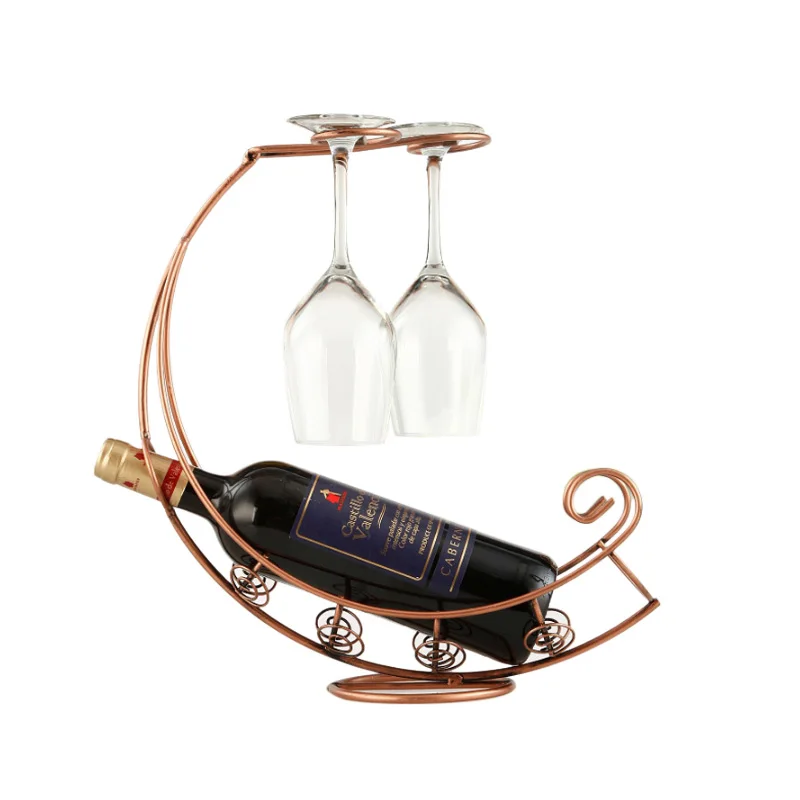 

Retro Wine Bottle Holder Wine Rack Champagne Bottles Stand Glass Cup Holder Display Hanging Drinking Glasses Stemware Rack Shelf