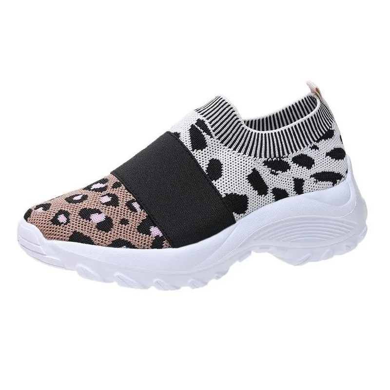 

2020 New Women Leopard Mesh Flat Shoes Ladies Breathable Slip-On Loafers Female Casual Round Toe Plus Size Shoes Autumn
