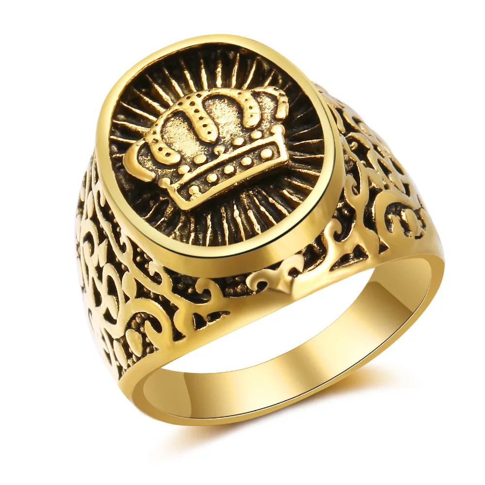 

WANGAIYAO Middle East Arab Dubai Ancient Gold Crown Ring Couple Wedding Memorial Day Jewelry Ring