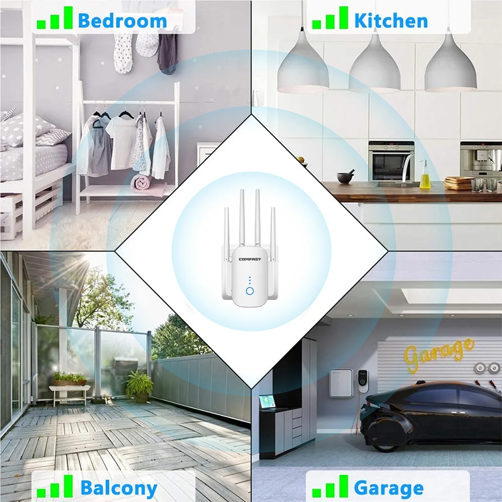 Wifi Extender 1200Mbps Wireless Wi Fi Repeater Dual Band 2.4&amp5Ghz W Ifi Router Long Range Booster 4 Antenna Wi-fi Amplifier | Компьютеры