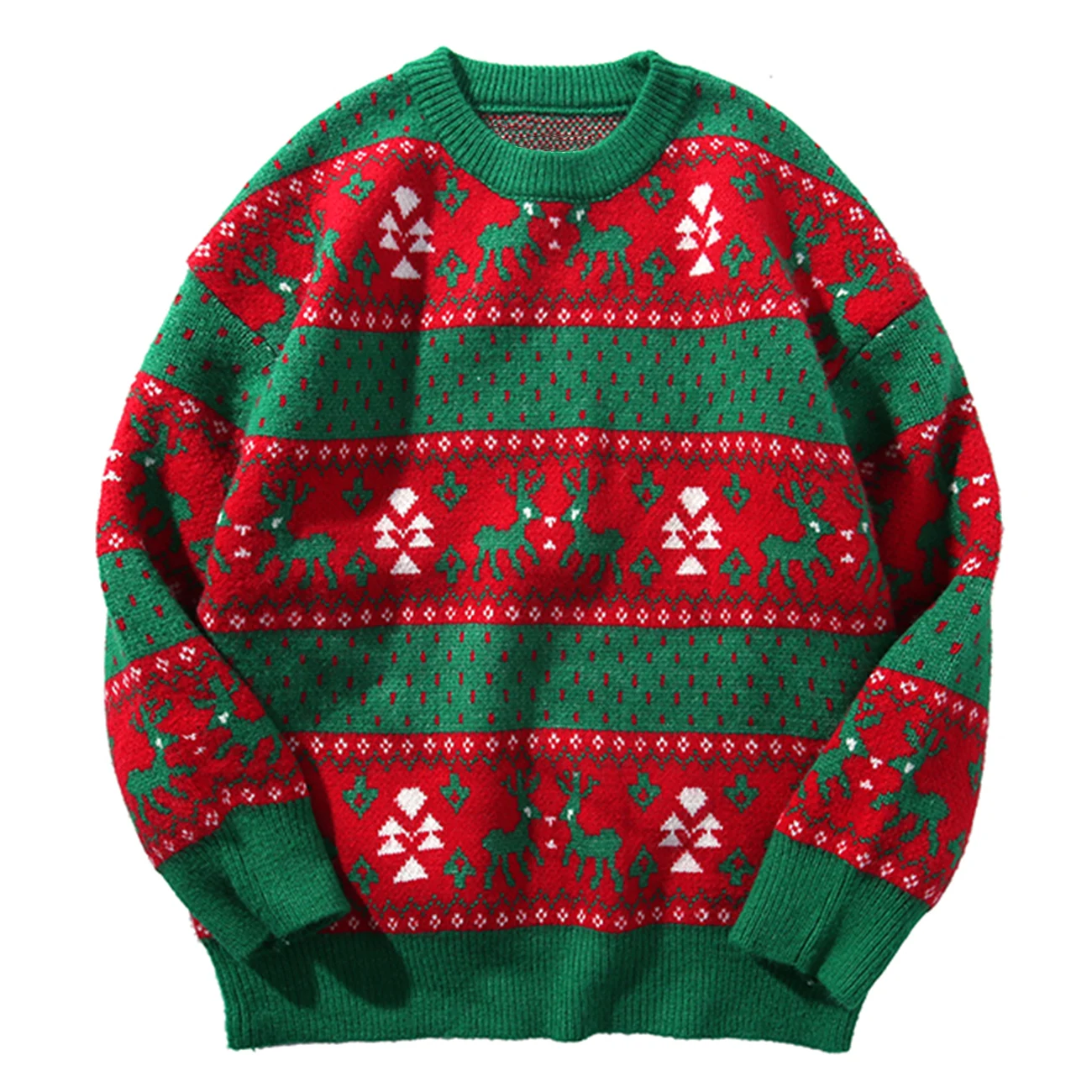 

Винтажный вязаный свитер разных цветов в стиле Харадзюку, пуловер для мужчин и женщин, уличная одежда, Рождественский свитер с узором в виде...