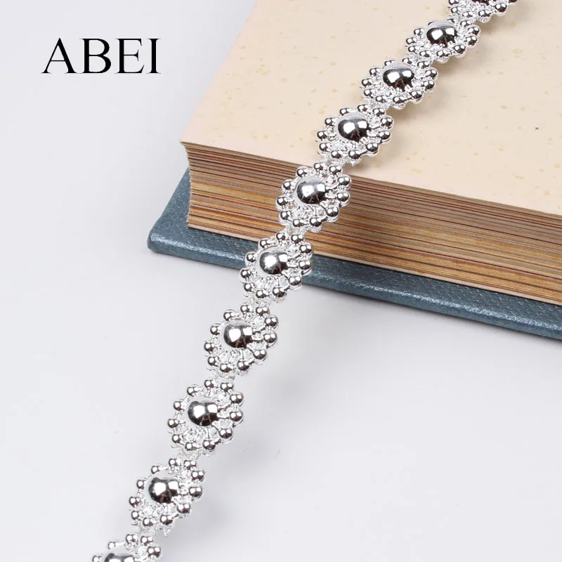 5 ярдов/партия 1 см круглый цветок бисерная лента специальное Белое кружево для