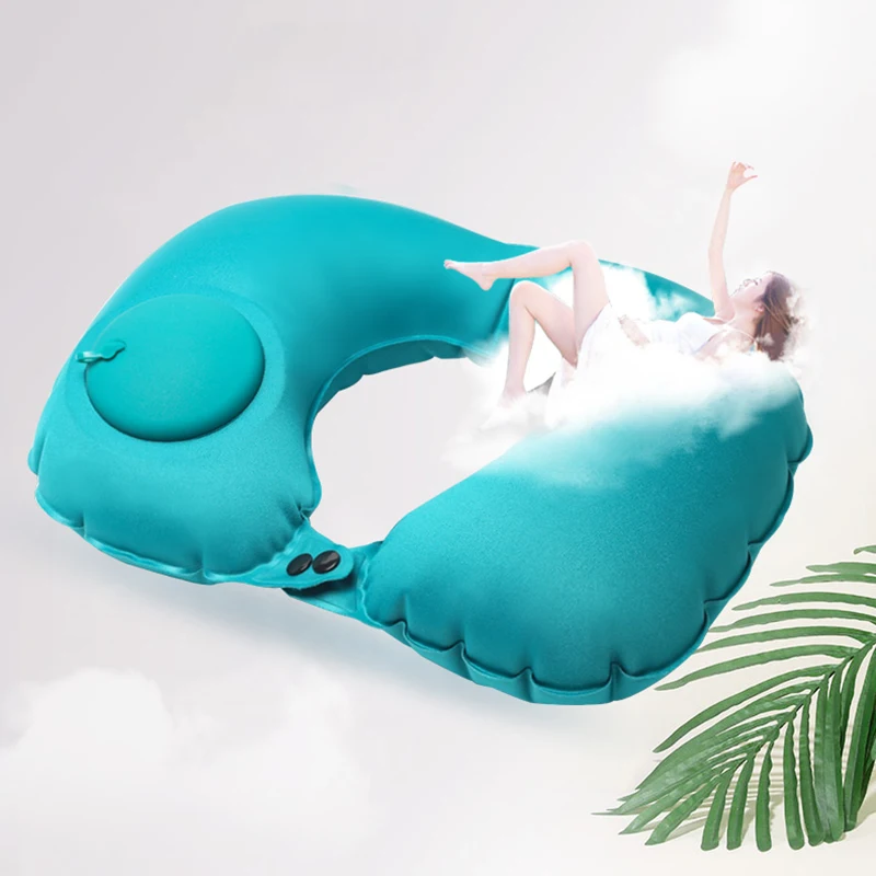 Надувная U-образная подушка защита для шеи надувная с прессом портативная