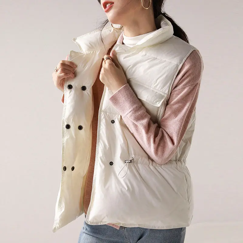 

2021 new ultralight down vest women short vest windproof lightweight warm vest women white duck down coat sleeveless