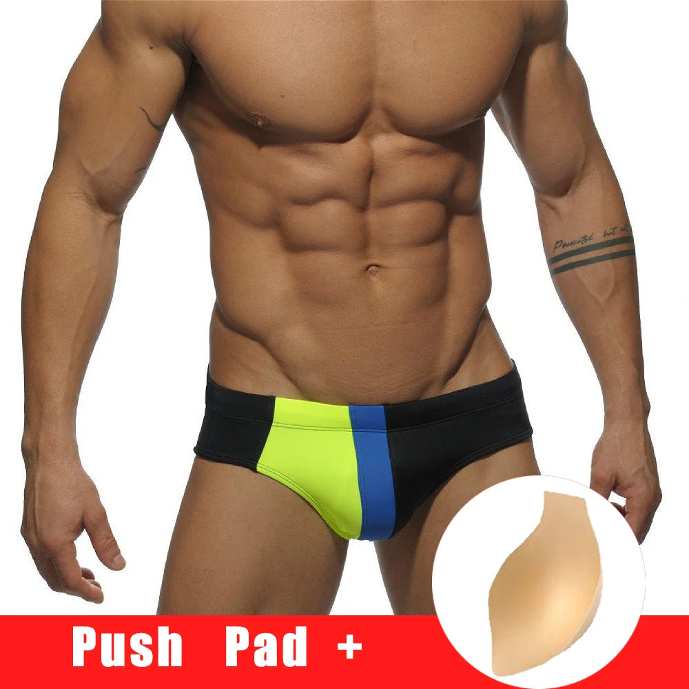 Мужские плавки купальный костюм для геев пуш ап внутри мужские пляжные шорты