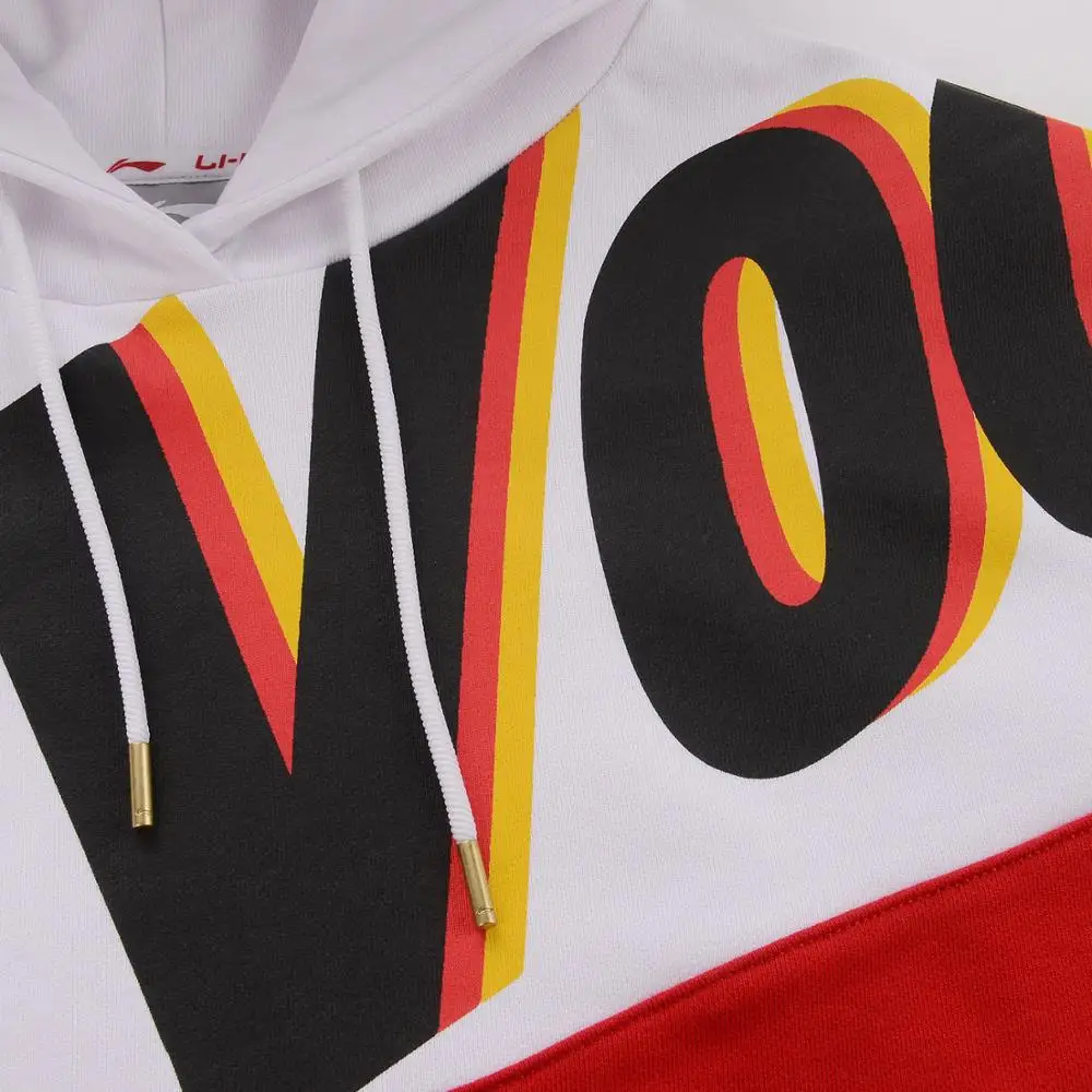 Li-Ning, унисекс, трендовая спортивная толстовка, удобная, Ретро стиль, свободный крой, хлопок, винтажная подкладка, принт, спортивный свитер AWDP379 MWW1611