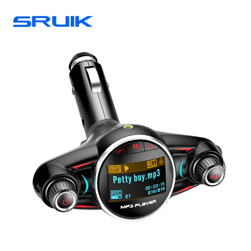 SRUIK, fm-передатчик, Bluetooth, Автомобильный/FM модулятор, 180 Вращение, 1,", ЖК-дисплей, трансметтер, Fm гарнитура, автомобильный комплект, быстрая зарядка