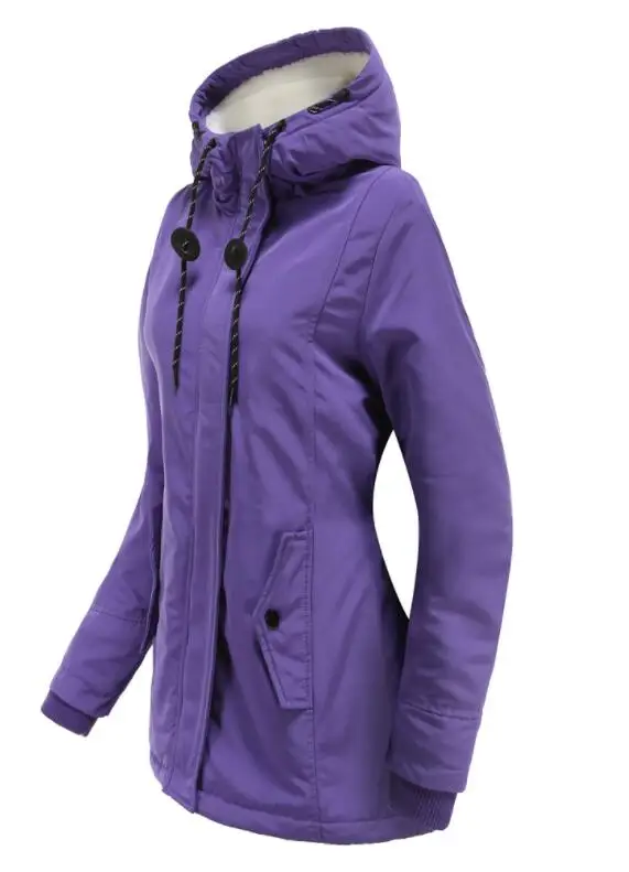 Women Waterproof Thickend Coat Autumn Long Sleeve Cotton Velvet Parkas Hoodies Femmle Parker Coat Asia Size  S-5XL