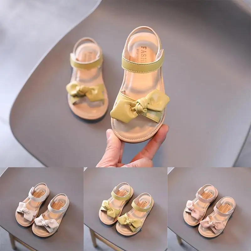 

Children's Shoes Sandals Cartoon Bow Soft Bottom Casual Toe Open Toddler Butterfly-Knot Soft Kid Sandals Non-Slip Beach L5Z5