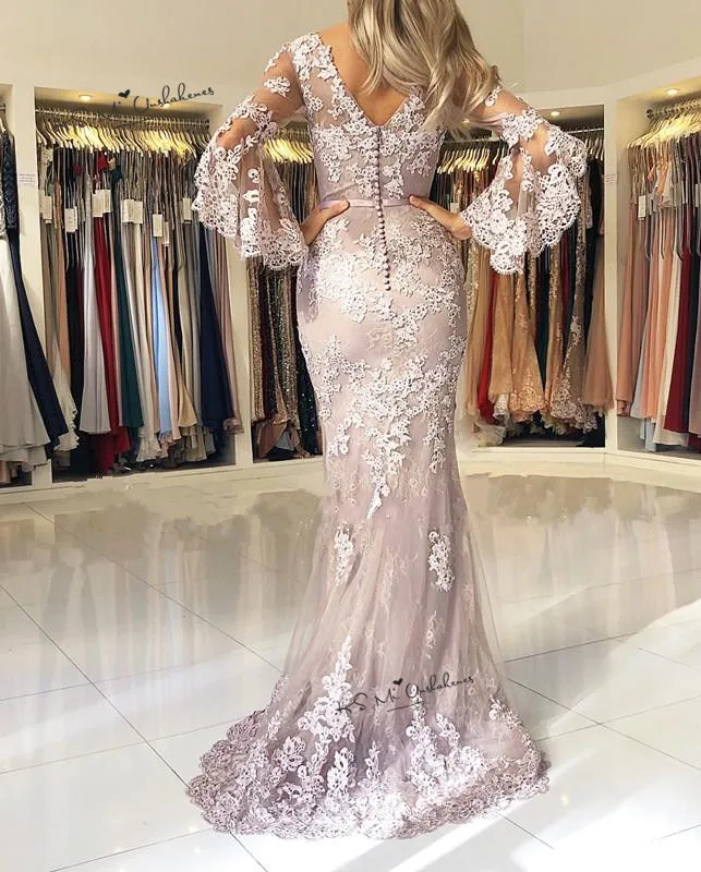 Мусульманское элегантное кружевное длинное вечернее платье Vestido de Gala Русалка Выпускные платья исламский Дубай Саудовская Арабский официальный вечерний наряд
