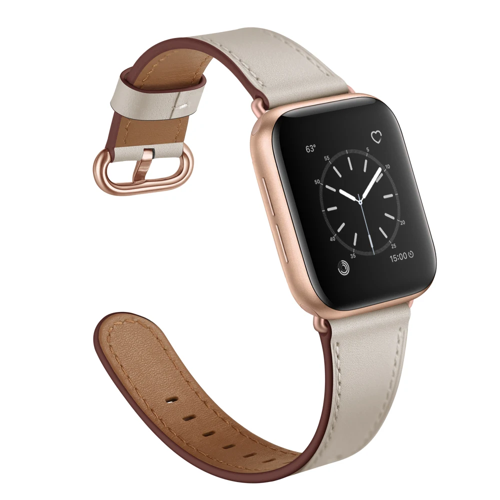 B-gray Кожаный ремешок для Apple Watch для iwatch 38 мм 42 мм ремешок 40 мм 44 мм петля серии 5 4 3 2 1 - Цвет ремешка: B-gray