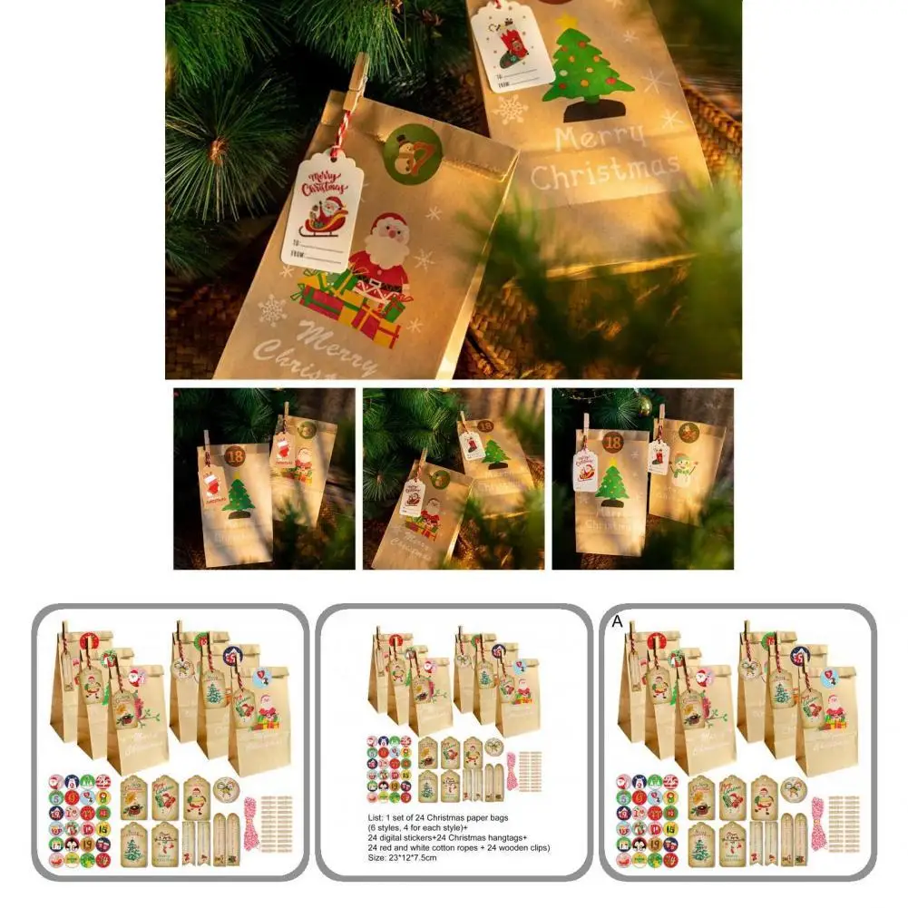 

Lightweight 1 Set Practical Brown Santa Claus Treat DIY Gift Bag Portable Gift Pouch Eco-friendly Holiday Decoraiton