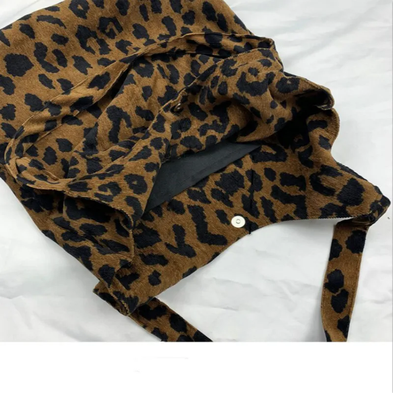 Шикарная леопардовая Холщовая Сумка Женская сумка через плечо с леопардовым