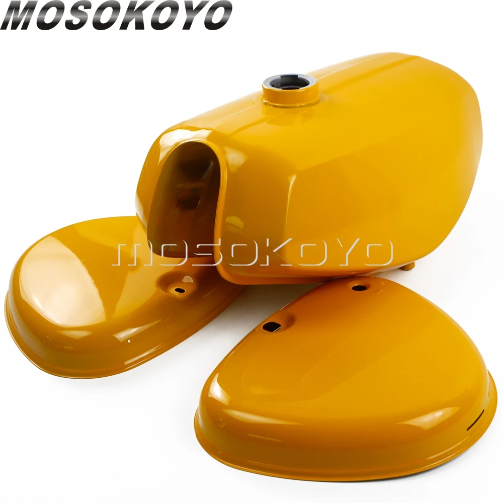 Retro Motorcycle Yellow Oil Fuel Tank with Right+ Left Side Cover Pad for Simson S50 S51 S70 all years (190830, 200655, 200200)