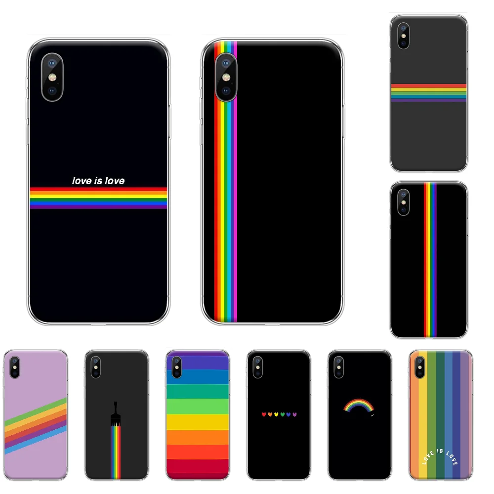 Радужный простой чехол для iphone 4 4S 5 5S SE 5C 6 6S 7 8 plus X XS XR 11 PRO MAX|Чехлы-накладки| |