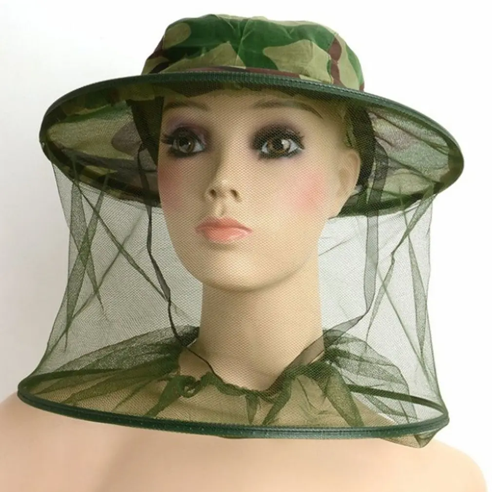 

2021 Insects Mosquito Net Mesh Face Fishing Hunt Outdoor Camping Hat Protector Cap for Hiking Camping Wild