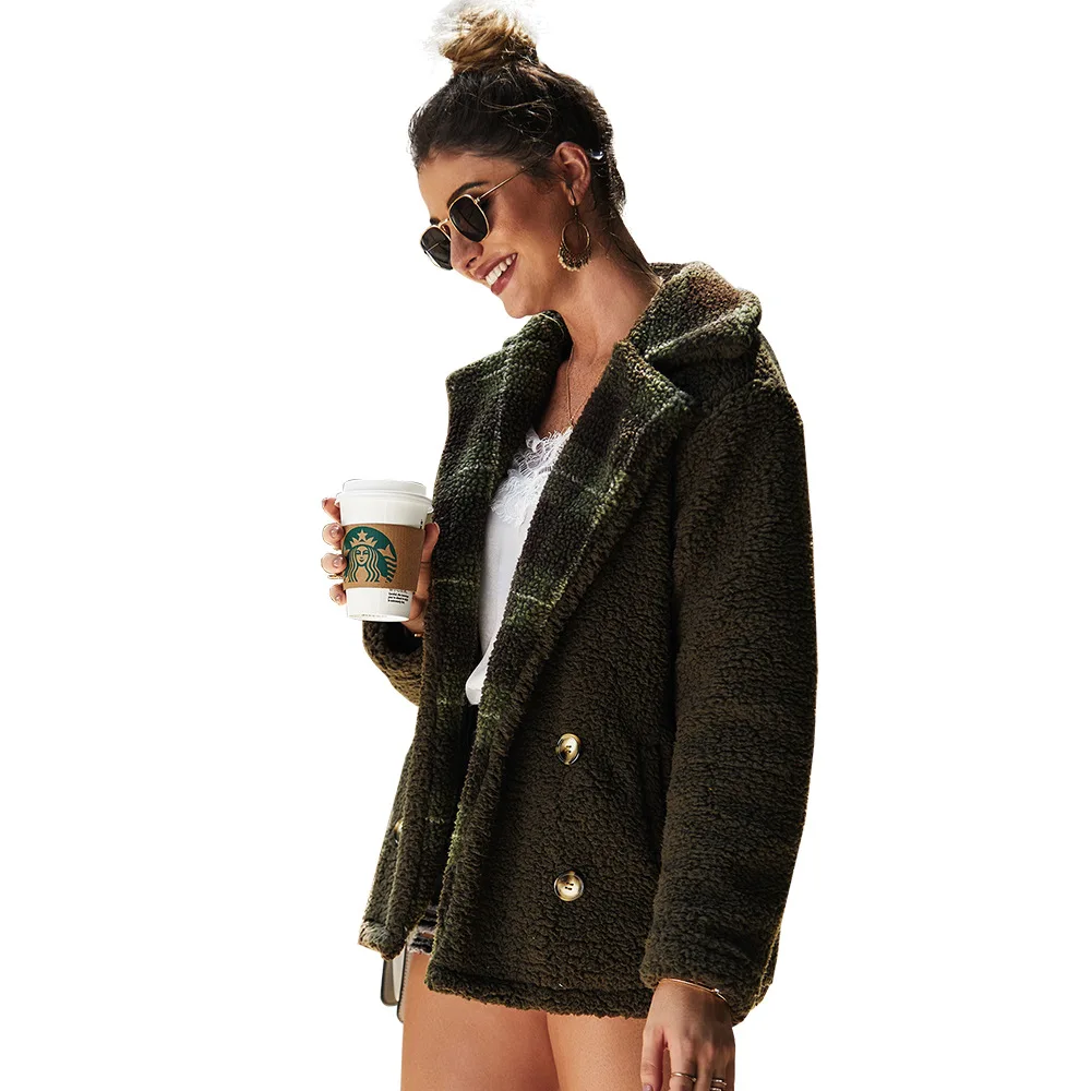 

Plush Coat Women Winter Jackets Fluffy Coat Female Warm Fleece Winter Clothes Plus Size Turndown Collar Overcoat M181
