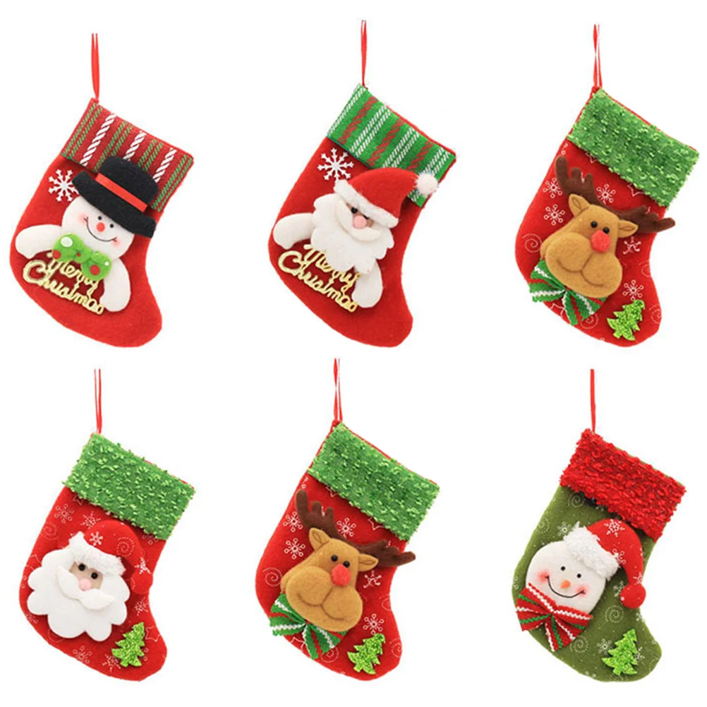 

1 Set 6 Pcs Christmas Stockings Christmas Tree Pendants Multipurpose Gift Bags