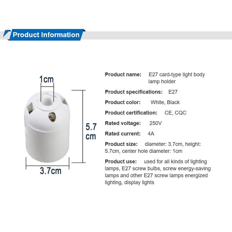 

10Pcs/Pack Homekit E27 Card-Type Light Body Lamp Holder Led Light Source Plastic Screw Mouth Base For Pendant Lights Accessories