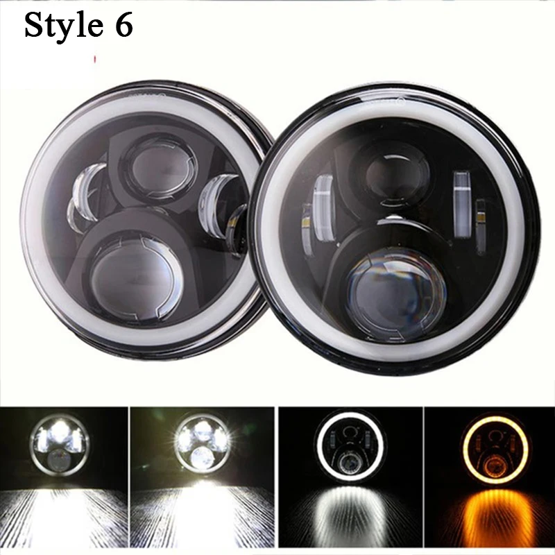 2xFor Lada Niva 7inch Led Headlight Hi/Low Beam Light Halo Angle Eyes DRL Headlamp For Jeep Wrangler Off Road 4x4 suzuki samurai |