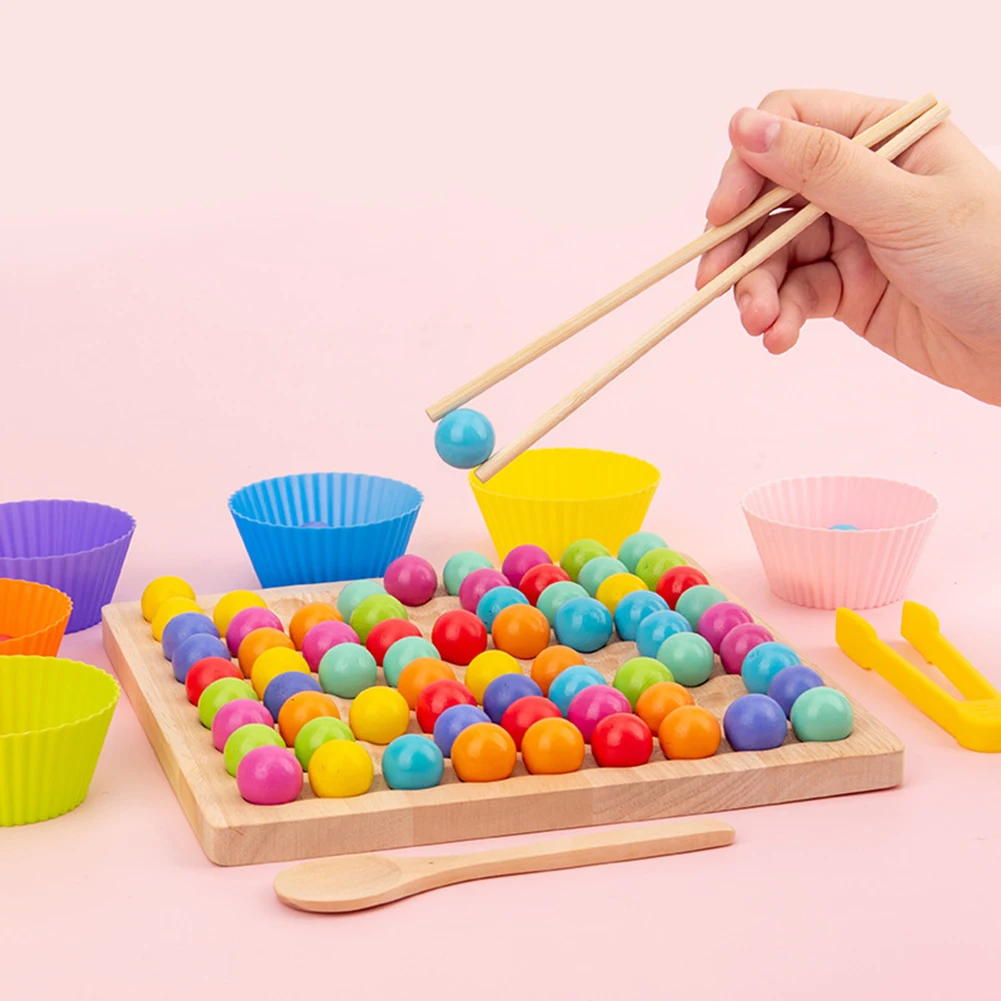

Wooden Clip Beads Rainbow Toy Go Games Set Dots Beads Board Games Toy Rainbow Clip Beads Puzzle Montessori Educational Toys