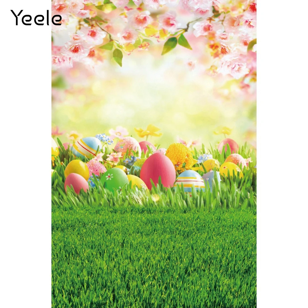 

Yeele Spring Easter Eggs Green Grass Flowers Butterfly Photography Backdrop Photographic Decoration Backgrounds For Photo Studio