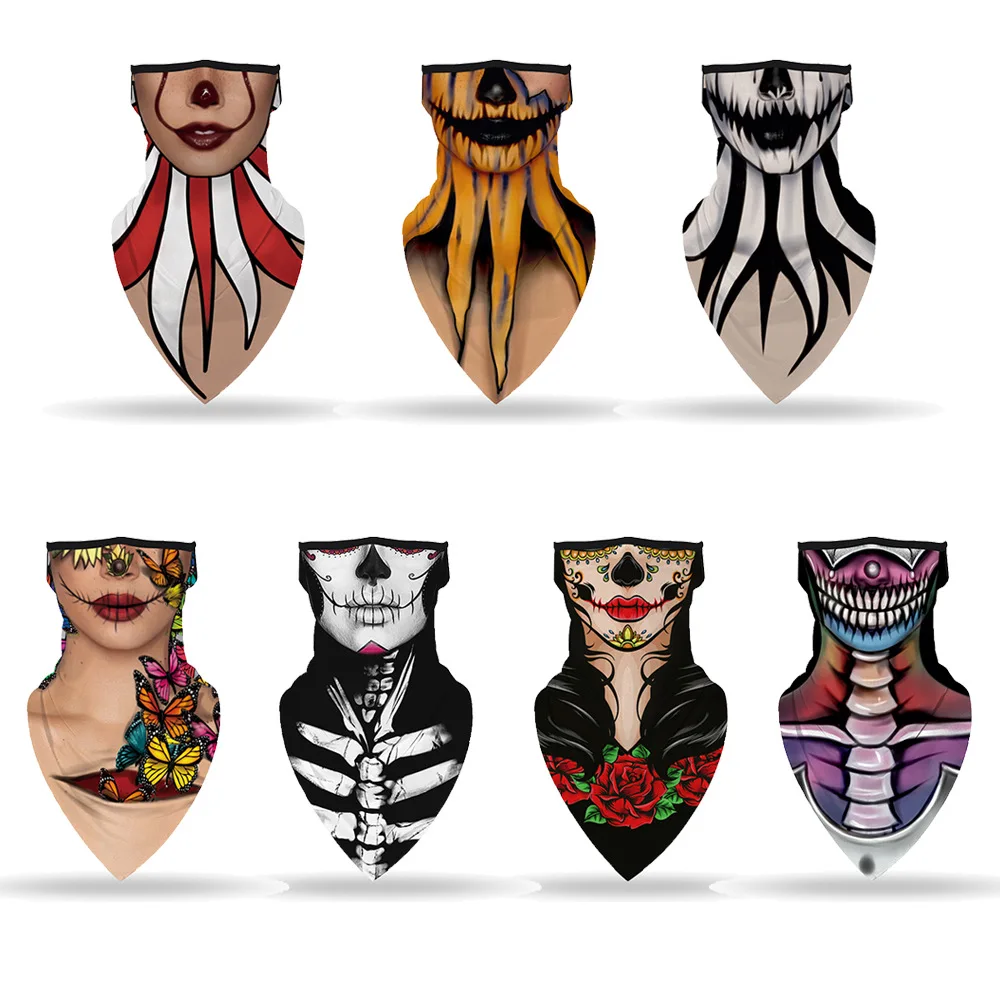 

Модная мягкая маска для лица на Хэллоуин шарф 3D Забавный рисунок черепа для наружного велоспорта ветрозащитная Пылезащитная 45 см x 24 см, 1 шт...