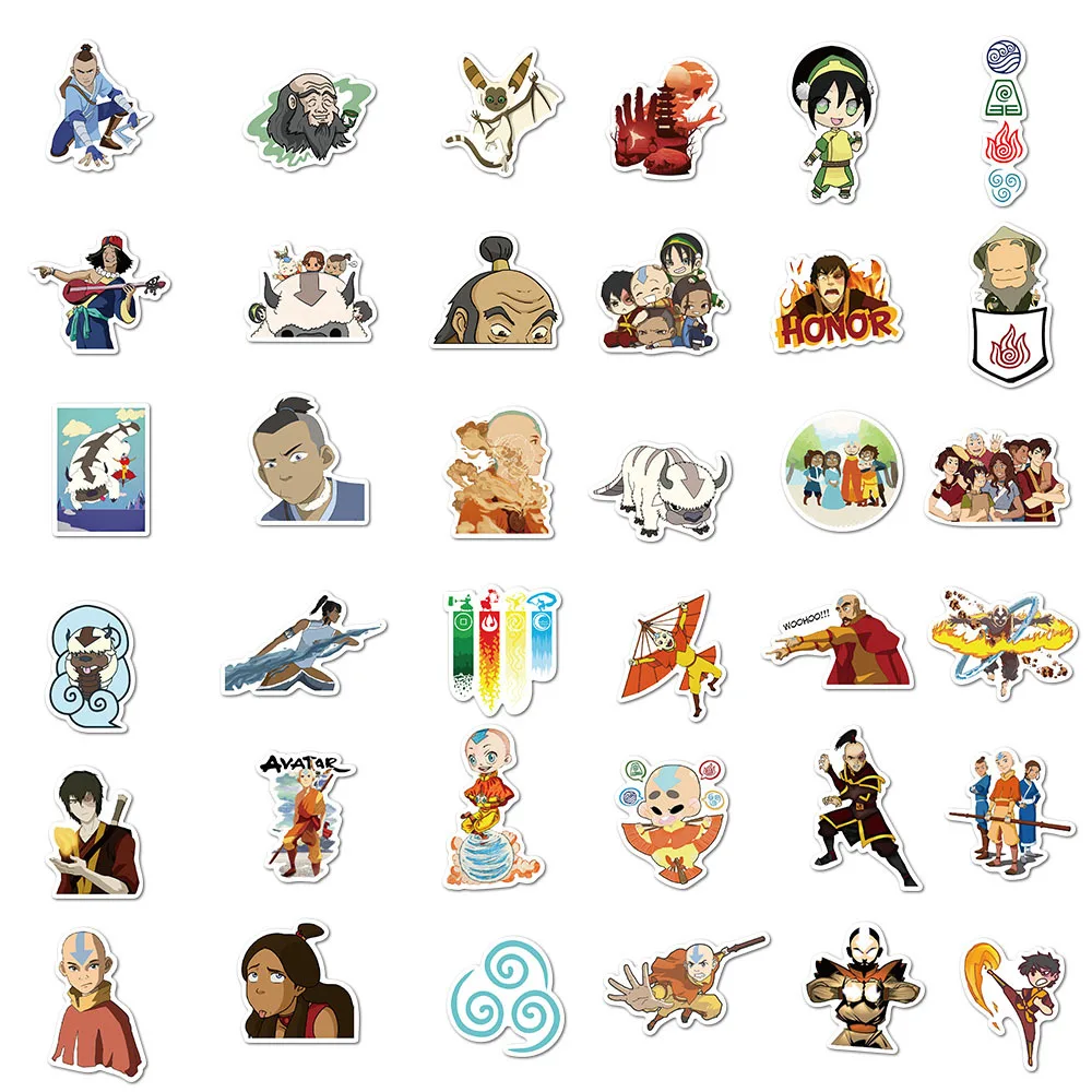 Pegatinas de dibujos animados de Avatar The Last airdobler, pegatina de Anime divertida para equipaje DIY, ordenador port&aacute;til, monopat&iacute;n, pegatina de bicicleta, 10/50/100 Uds.-5