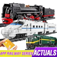 mould king city power driven rail train model electric track car bricks creative technical train building blocks toys for kids