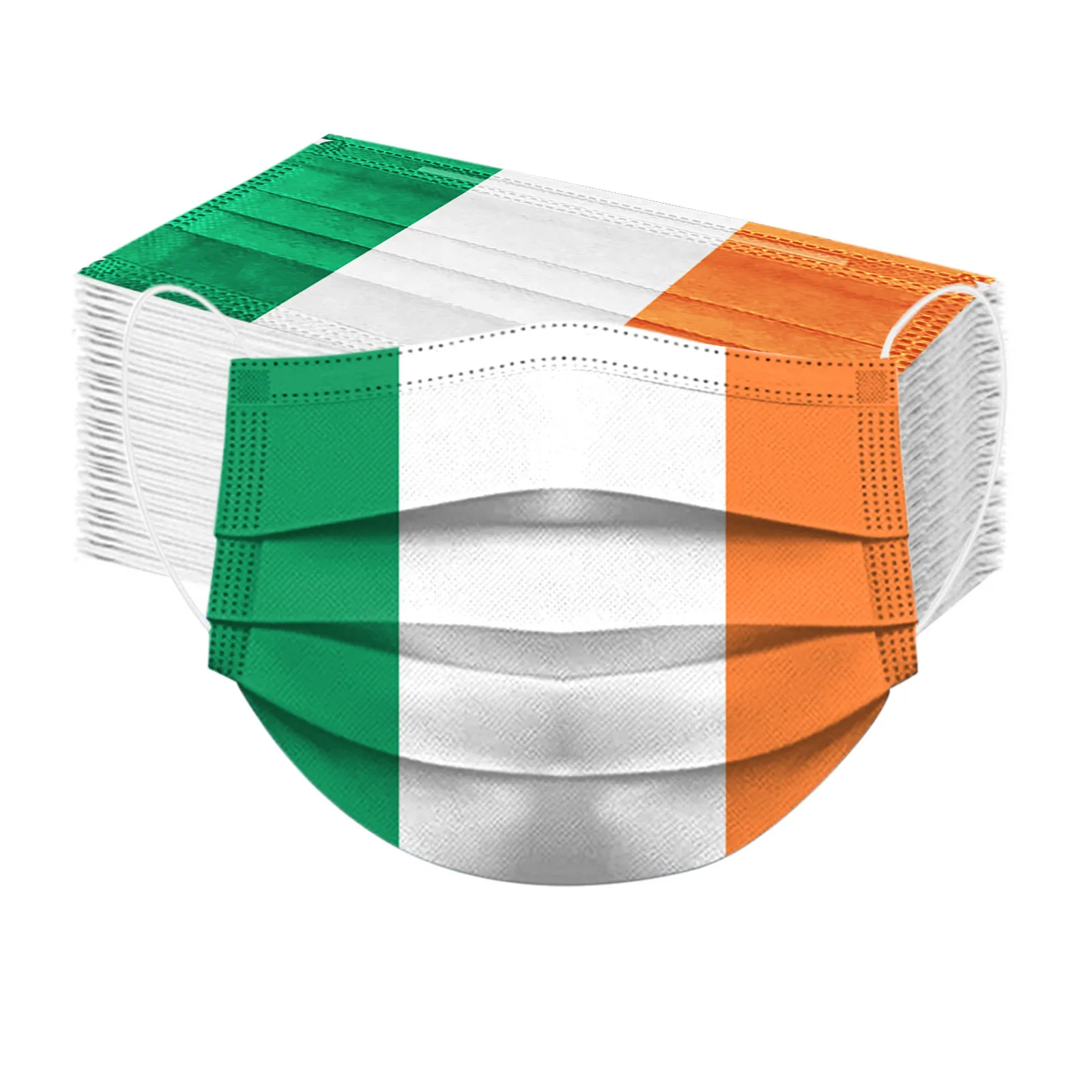 

Adult St. Patrick's Day Mask Disposable Protection Three Layer Breathable Face Mask Masc indiÃºscartha Headband Fast Delivery