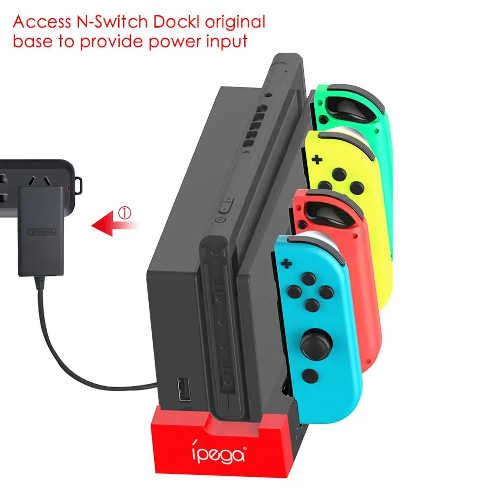 

iPega PG-9186 for Nintendo Switch Joycon-compatible Game Controller Charger Charging Dock Desktop Stand with 4 Console Slots