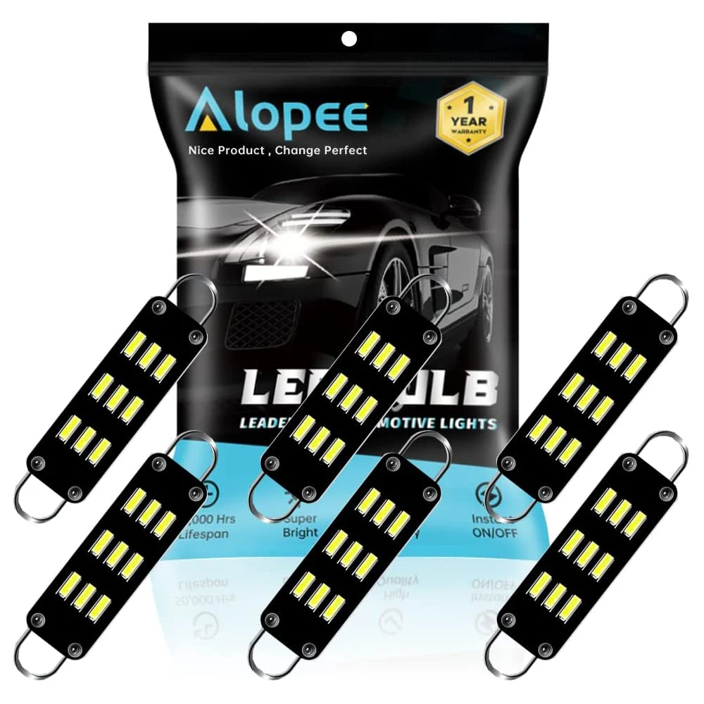 

6-Pack 44mm White 561 562 567 564 RL4410 Festoon LED Bulb 9SMD 12V Rigid Loop Interior Light Dome Map Engine Compartmen Bulb