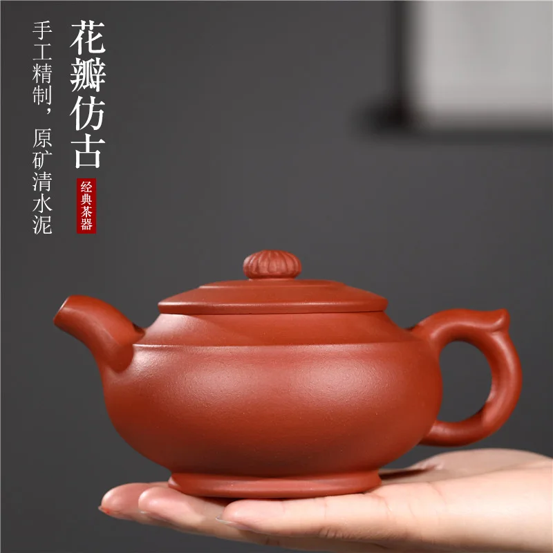 

★Yixing recommended manual petals antique teapot undressed ore qing cement a undertakes household teapot of origin