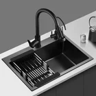 Темно-серые кухонные раковины из нержавеющей стали, ручной работы, толщина 1,3 мм, раковина для мытья овощей, ручная работа