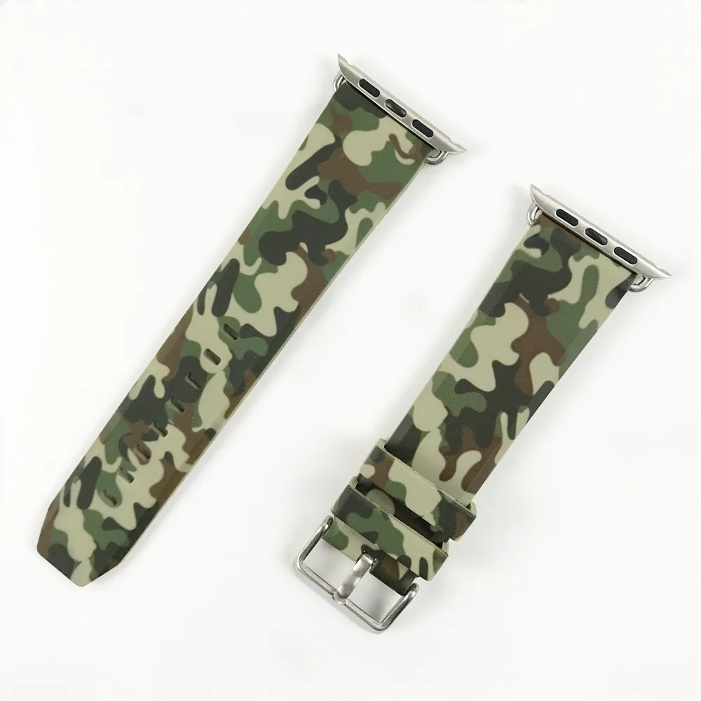 

Nieuwe Outdoor Sport Strap Voor Apple Horloge Band 44Mm 40Mm 38Mm 42Mm Camouflage Siliconen Armband Voor iwatch 5 4 3 2 1