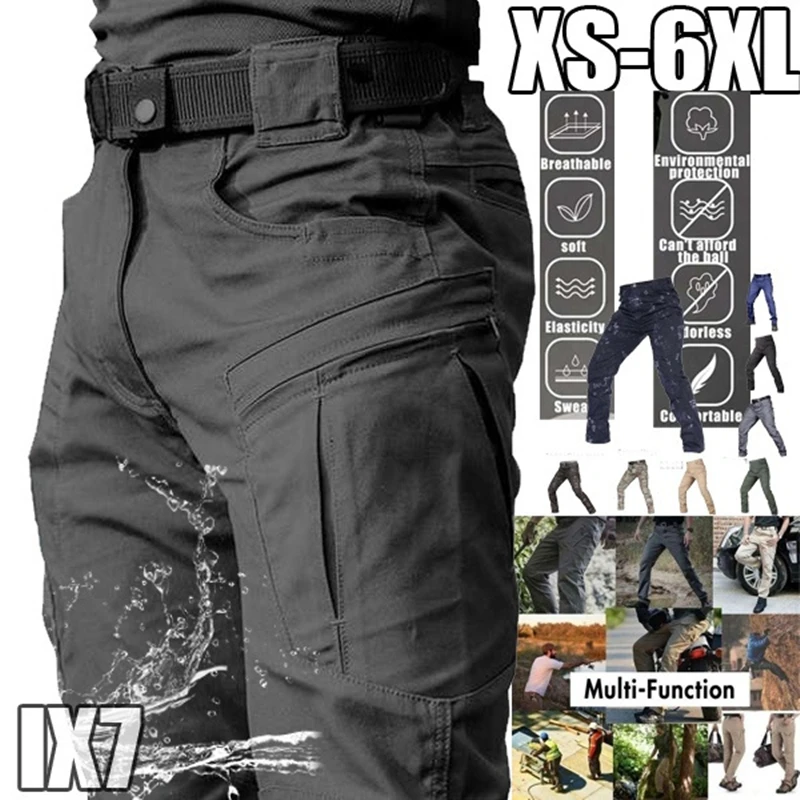 

Брюки-карго мужские тактические, боевые штаны в стиле милитари, много карманов, водонепроницаемые износостойкие, повседневные тренировочн...